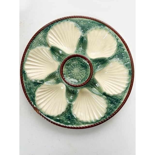 Majolica Oyster Plates, France, Set of 4 For Sale - Image 4 of 14