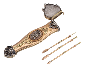 Antique 19th Century Austrian Gold, Diamond & Rock Crystal Toothpick Case, 1820, Set of 4