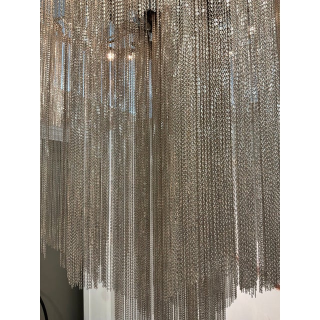 Myran Allan Luxury Lighting Modern Silver Finished Chain Link Chandelier For Sale - Image 4 of 5