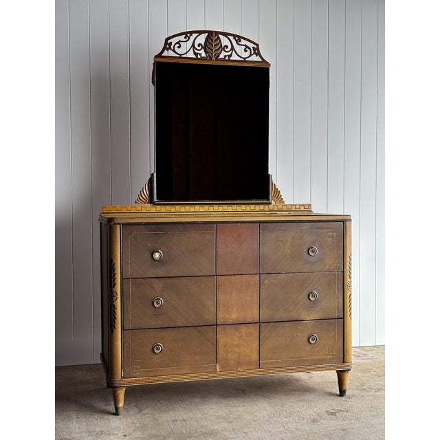 Early 20th Century Neoclassical Painted Chest of Drawers With Mirror Back For Sale - Image 12 of 18