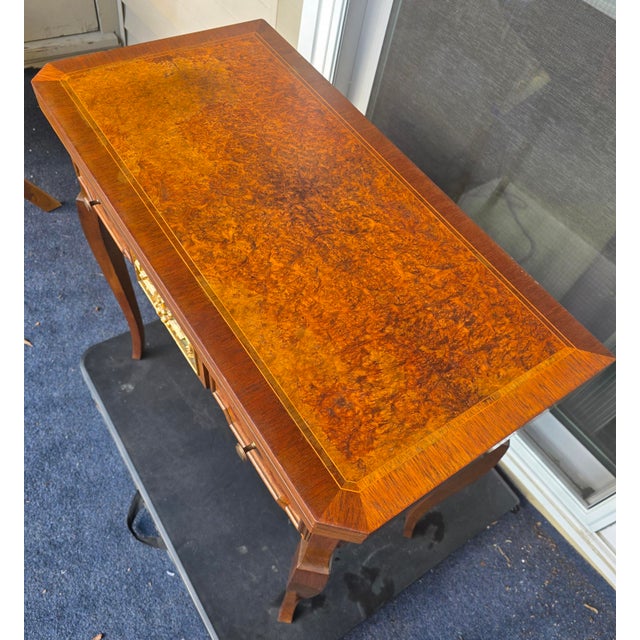 (Refinished)1950s Exquisite Custom, Gilded and Carved Italian Import, McM, Sorento Marquetry/Region, Games Table For Sale - Image 9 of 12