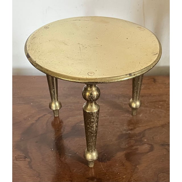 Antique 19th Century English Victorian Miniature Brass Tripod Table Trivet or Candle Riser Stand For Sale - Image 15 of 18