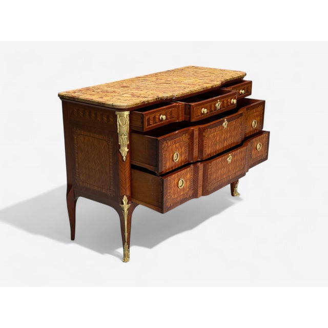 Brown Louis XV Style, Block Front French Commode, Kingwood, Bronze, 19th Century For Sale - Image 8 of 12