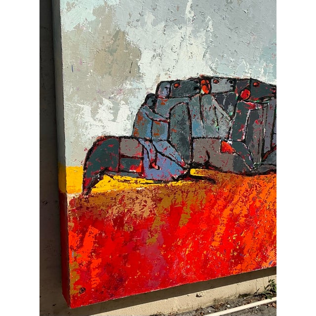 Vintage Boho Monumental Horse Diptych on Canvas For Sale - Image 10 of 12