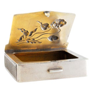 Silver Matchbox with Embossed Floral Motifs For Sale