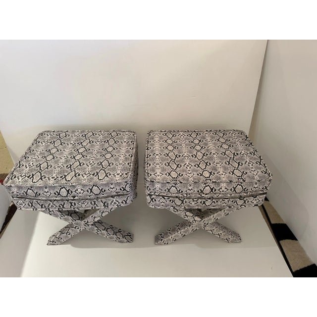 Billy Baldwin Style Faux Python Benches -A Pair | Chairish