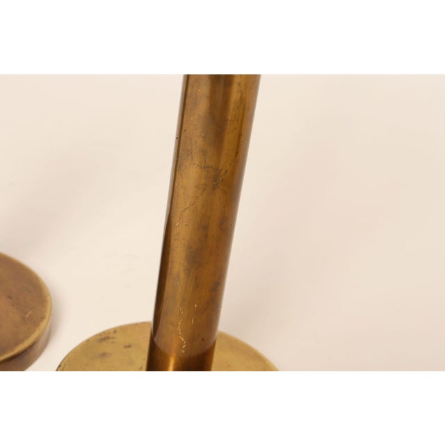 Set of Two Vintage Patinated Brass Candlesticks With Cork Bases For Sale - Image 10 of 18