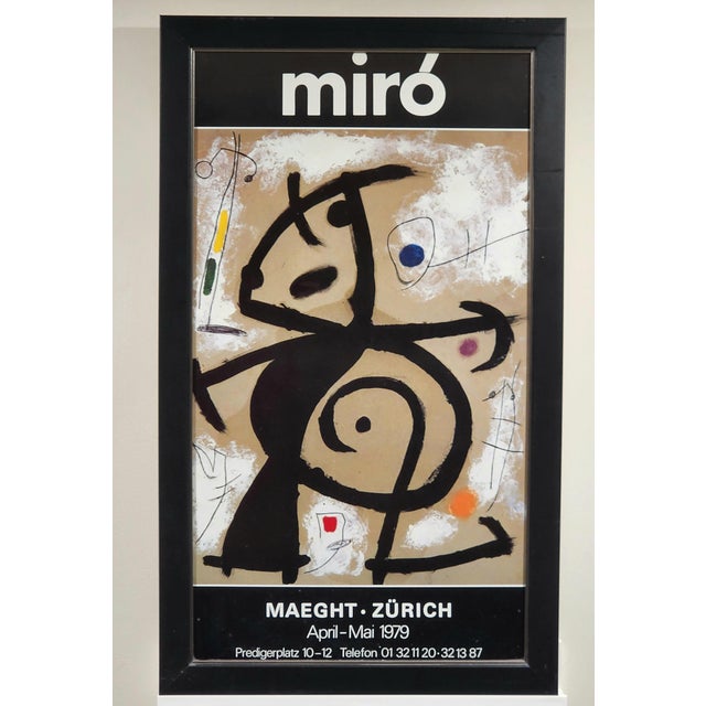Wood Original 1979 Jean Miró Limited Edition Exhibition Lithograph, Galerie Maeght Zurich- Custom Framed. For Sale - Image 7 of 7