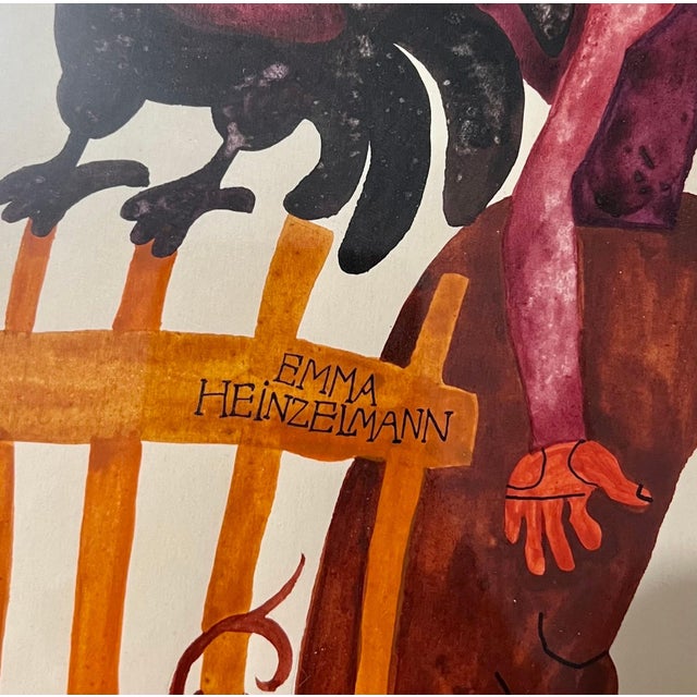 Emma Heinzelmann, Original Graphic Hungarian Illustration Art Emma Heinzelmann Children's Book Art, c.1950-1970's For Sale - Image 4 of 12