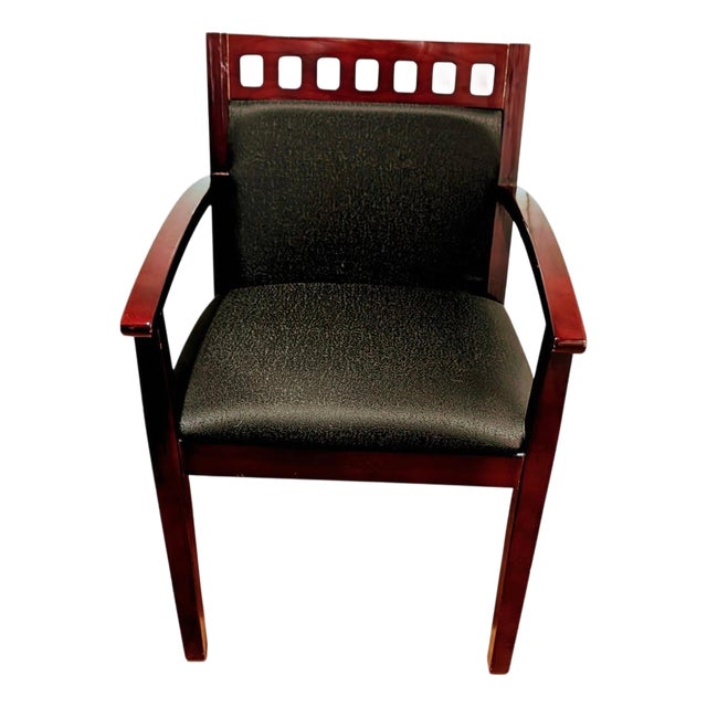 Vintage Office Mahogany Chair Slotted Cut Used in Lincoln Lawyer Set For Sale
