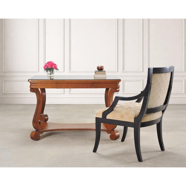 A handsome late 19th century/early 20th century Mersman Brothers American Empire style oak console table, library table,...