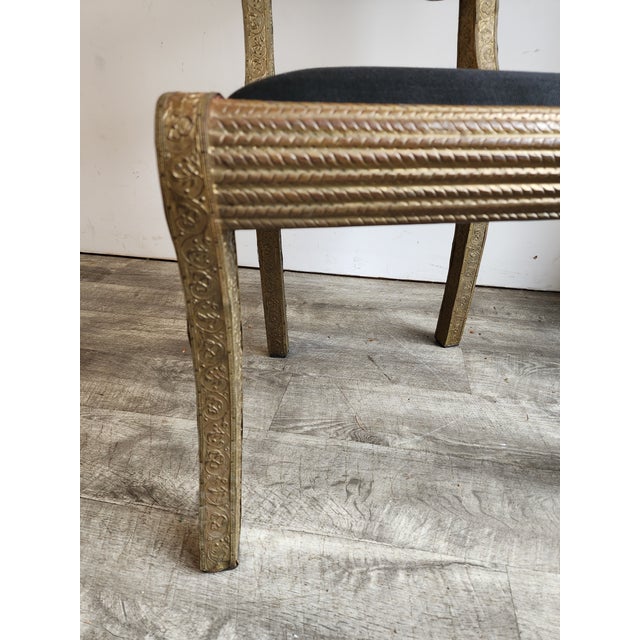 Vintage Regency Anglo-Indian Ram's Head Brass-Clad Wedding Side Chair For Sale - Image 12 of 18