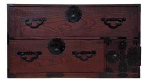 Low Antique Japanese Kimono Tansu Cabinet, 1910s