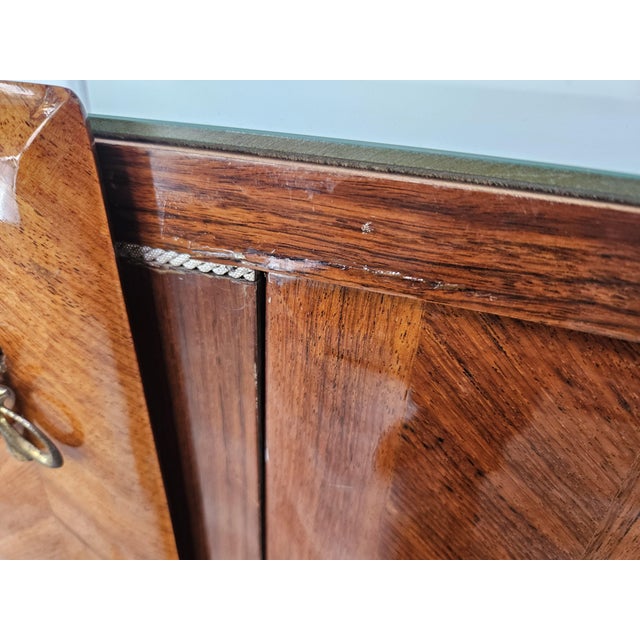Mid-Century Mahogany-Paneled Sideboard with Glass Top and Brass Handles, 1960 For Sale - Image 9 of 18