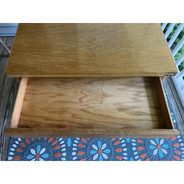 Vintage Scandinavian Mid‑Century Flip‑Top Bar Cart – Solid Oak Serving Trolley on Casters For Sale - Image 11 of 17