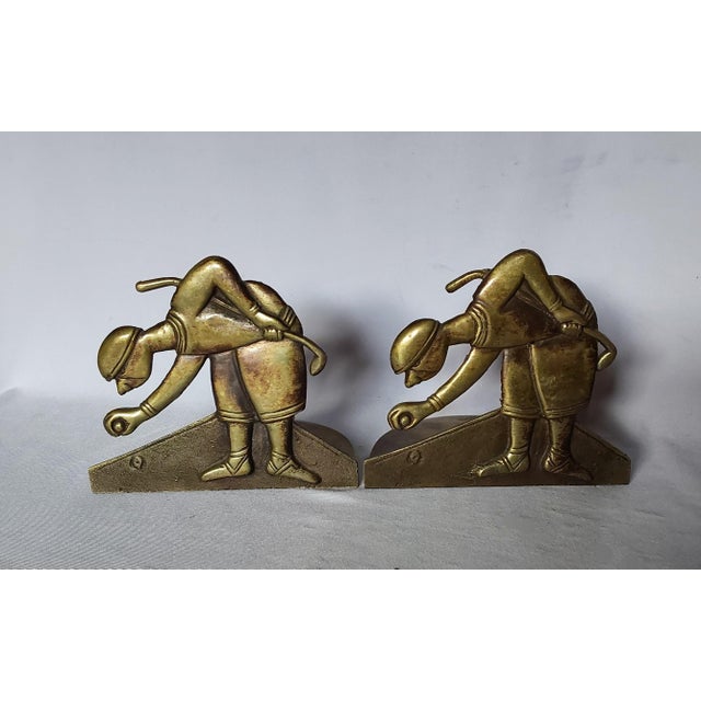 Antique Art Deco Golf Bookends, Brass Desk or Office Accessory For Sale - Image 4 of 5