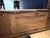 Vintage Satin Black & Oak Vanity With Tri-Fold Mirror | Refinished Makeup Vanity Desk For Sale - Image 11 of 11