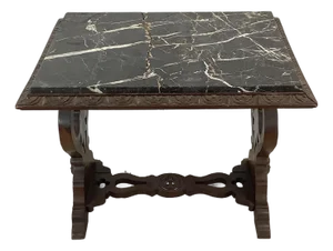 Renaissance Revival Marble Top Table With Carved Base