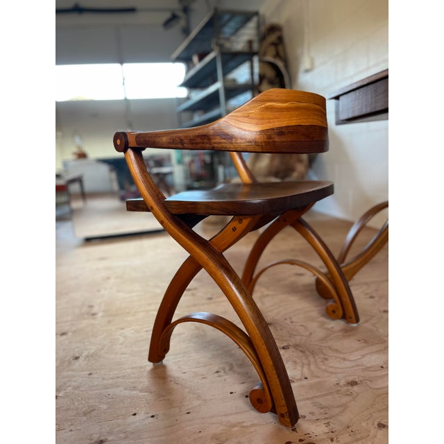 1980s 1980s Handcrafted Bentwood Roll Top Desk With Chair For Sale - Image 5 of 12