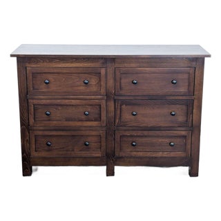 Room & Board 6-Drawer Wooden Dresser in Dark Brown Finish For Sale