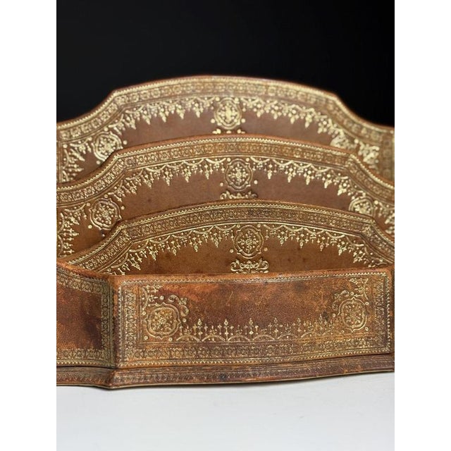 Brown Desk Organizer in Leather, 20th Century For Sale - Image 8 of 14