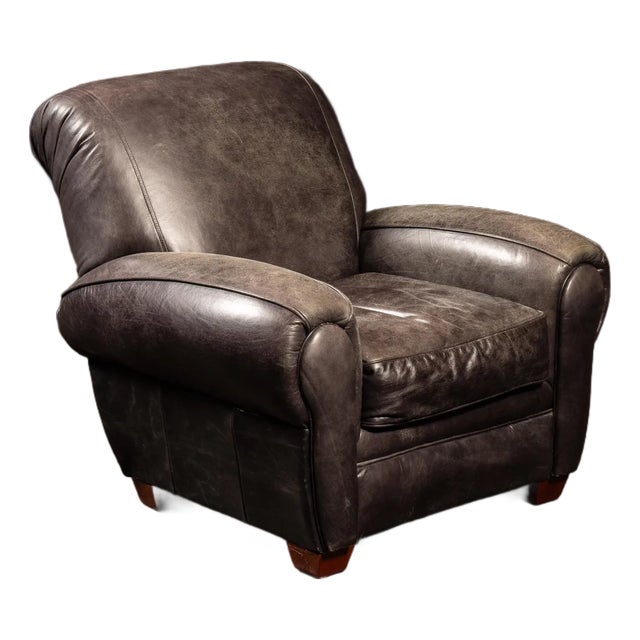 Vintage Leather Lounge Armchair in Black by Klaussner For Sale