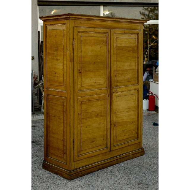 Antique Rustic Two-Door Wardrobe in Yellow Lacquered Fir Wood, Italy, 1800s For Sale - Image 17 of 18
