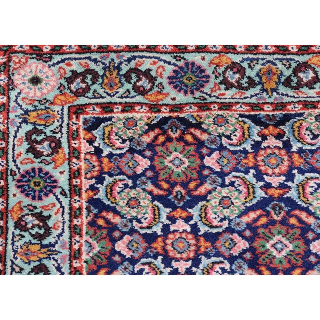 Red Vintage Turkish Sparta Oushak Rug in Deep Blue, Red, and Green 3'0 X 5'0 For Sale - Image 8 of 11