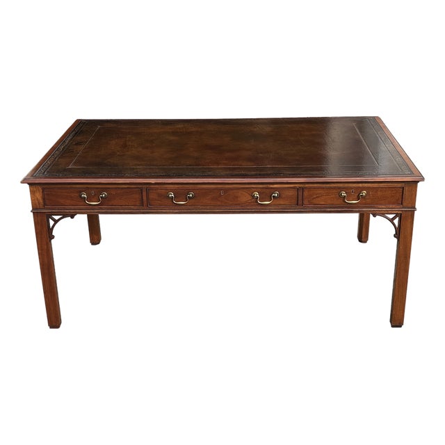Large Vintage George III Style Writing Table in Mahogany by William Tillman, 1960 For Sale
