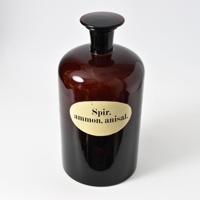 1920s Antique Brown Glass Apothecary Bottle, 1890s For Sale - Image 5 of 10