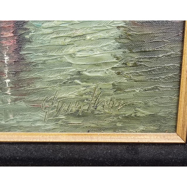 1960s 1960s Eleonore Guinther Oil on Canvas Harbor Scene For Sale - Image 5 of 6