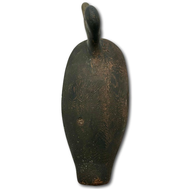 Unusually Large Size Antique American Carved Wood Hand Painted Duck Hunters Decoy From Downeast Coastal Maine - 22 Inches Long For Sale - Image 12 of 18