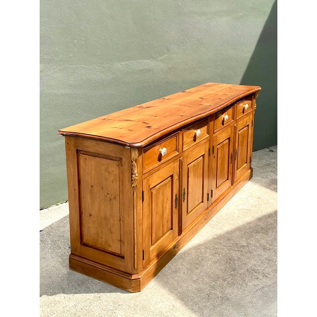 Mid 20th Century Vintage Carved Knotty Pine Credenza For Sale - Image 5 of 12