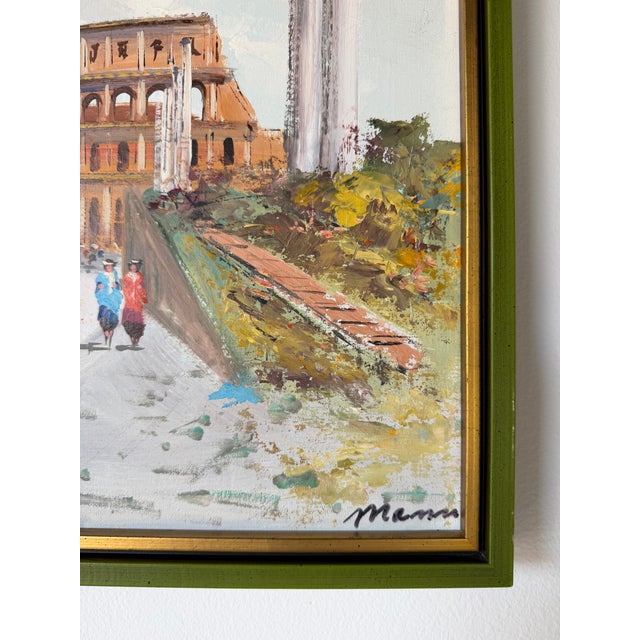 Vintage Rome Colosseum Impressionist Oil Painting on Canvas – Framed For Sale - Image 9 of 12