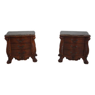 Pair of Marble Top Nightstands For Sale