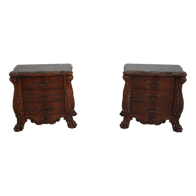 Pair of Marble Top Nightstands For Sale