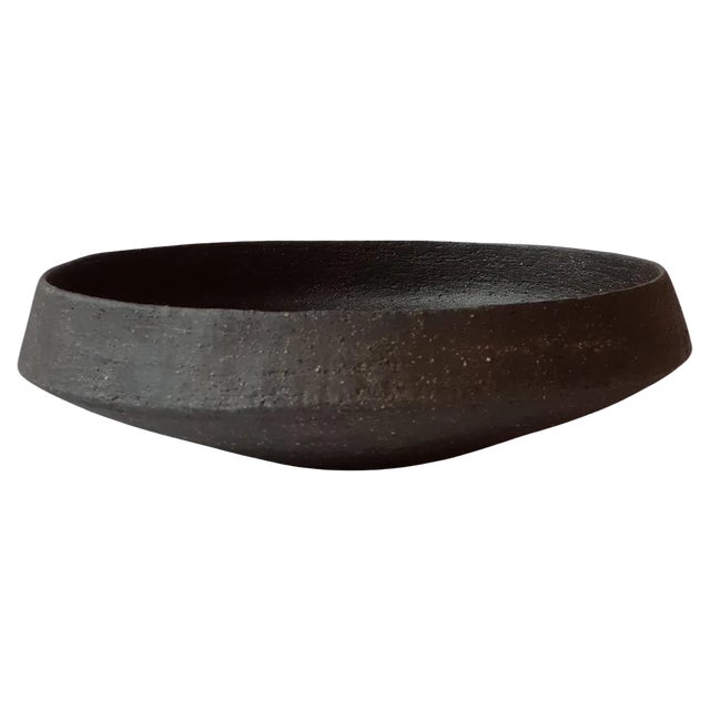 Black Stoneware Pinakio Plate by Elena Vasilantonaki For Sale