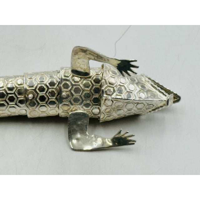 1980s Emilia Castillo Articulated Silver Plate Lizard Sculpture, Taxco Mexico For Sale - Image 16 of 16