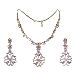 Certified Natural 12.84cts vs G Diamond Pink Sapphire 18k Solid Gold Necklace Earrings Set