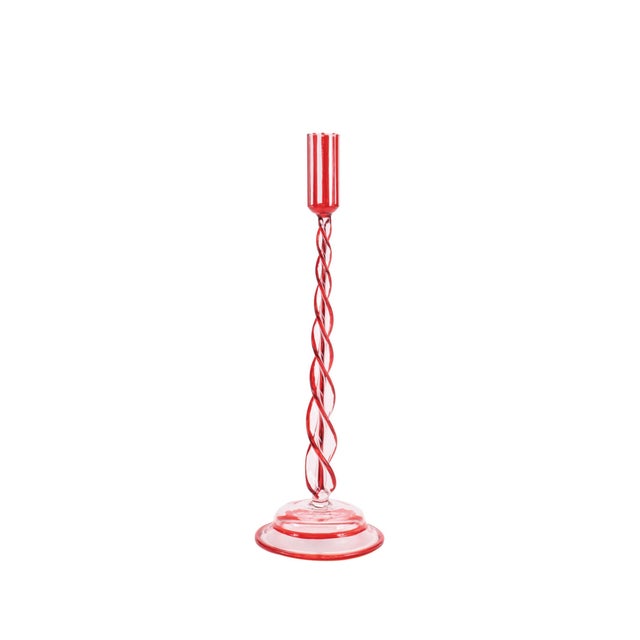 2020s Twisted Glass Taper Candle Holder (Set of 2) For Sale - Image 5 of 5