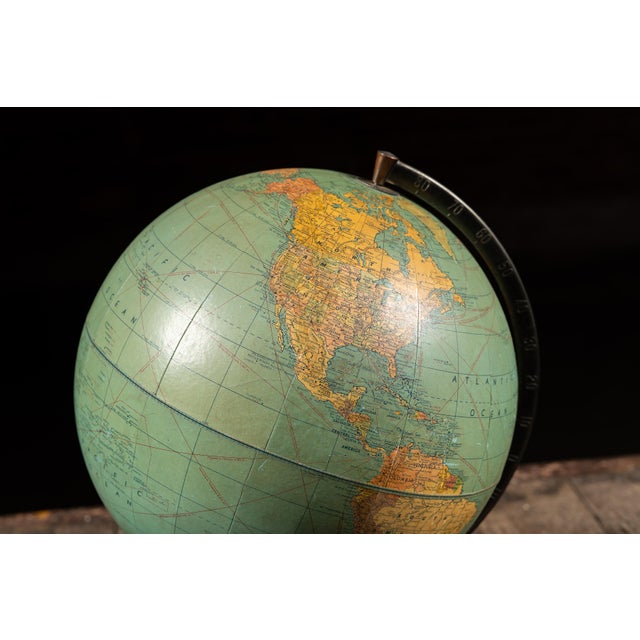 Vintage "Peerless 12" Globe on Figural Japanned Copper Aviation Base by Weber Costello For Sale In Chicago - Image 6 of 11