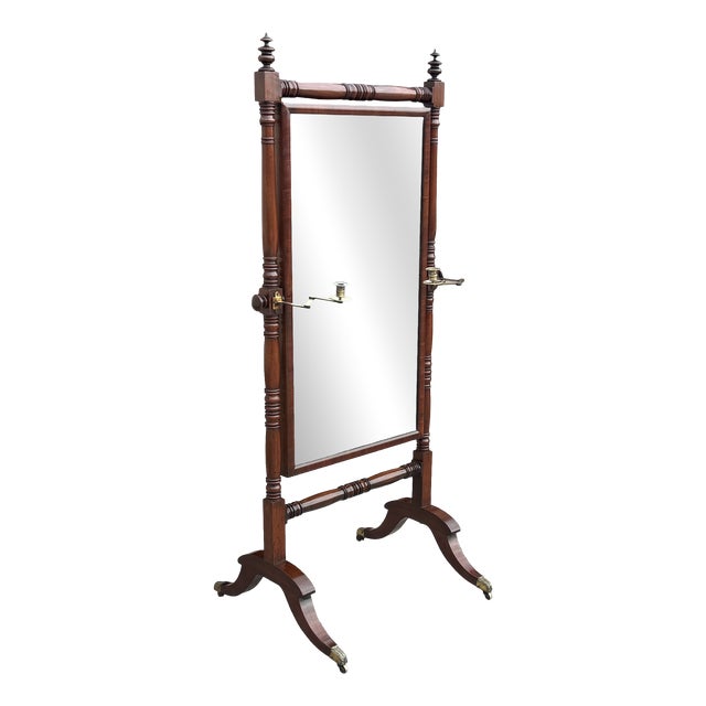 Early 19th Century Regency Mahogany Cheval Mirror, 1820s For Sale