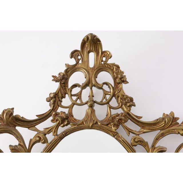 Metal 20th Century Rococo Gilt Metal Oval Mirror, Italy, 1950s For Sale - Image 7 of 11