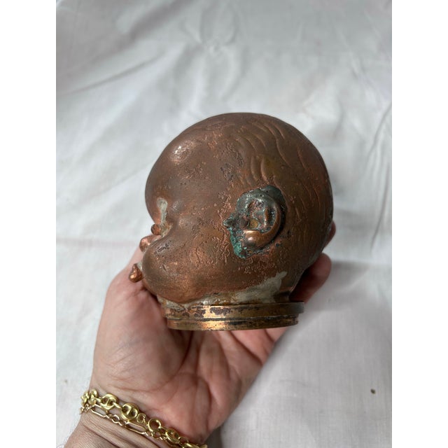 Folk Art Antique Bronze, Baby Doll Head Mold For Sale - Image 3 of 11