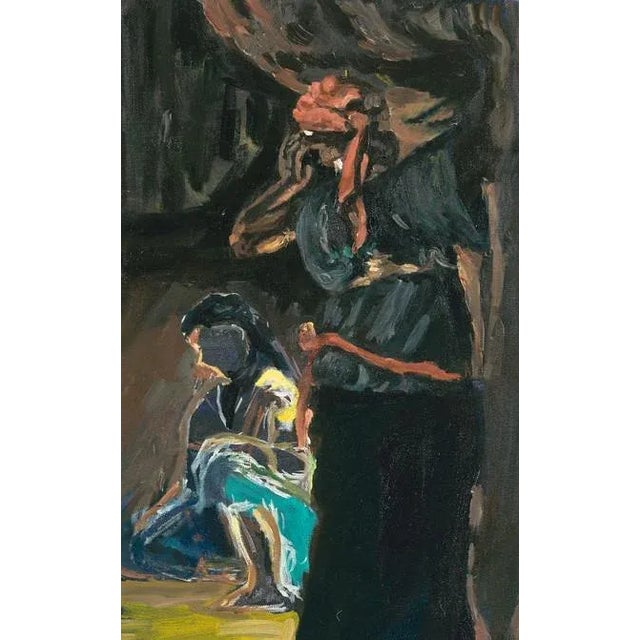 Browns, Yellows blues, green This painting is inspired by Delacroix 's painting The Women of Algiers in Their Apartment....