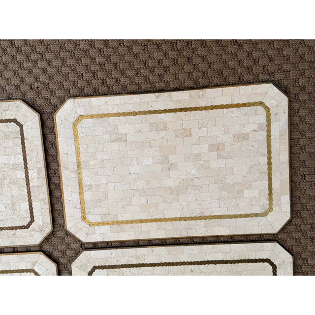 White 1980s Tessellated Stone Placemats From Maitland-Smith - Set of 5 For Sale - Image 8 of 12