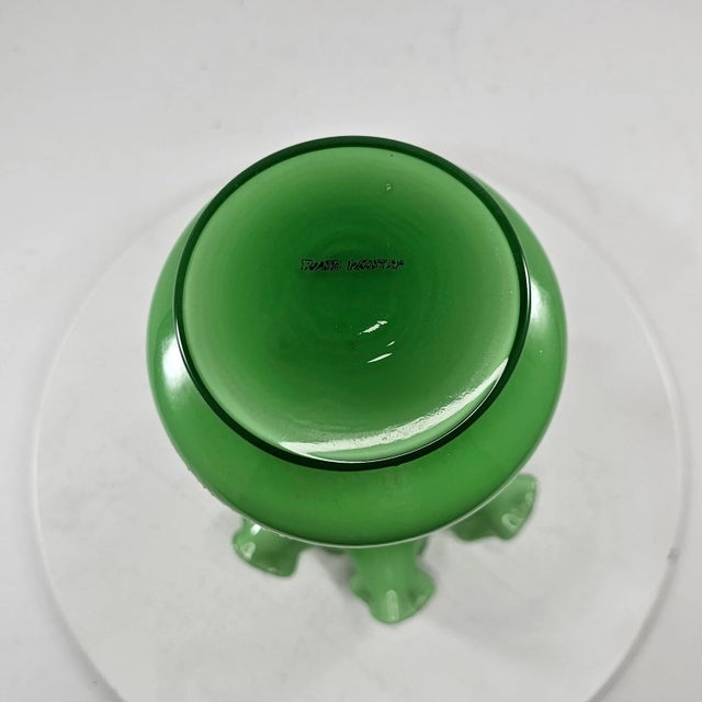 Vintage Fenton Art Glass Vase Charleton AWCO Green Overlay Roses Hand Painted Features: • Rare and hard to find piece! •...