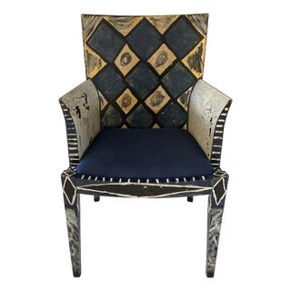 John Wilkie One-of-a-Kind Hand-Painted Whimsical Artisan Accent Chair For Sale