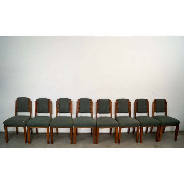 Cygal Art Deco 1930’s Art Deco Walnut Dining Chairs - Set of 8 For Sale - Image 4 of 12