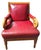 Empire and William IV Periods Inspired Vintage Red Leather Armchair & Ottoman For Sale - Image 9 of 12